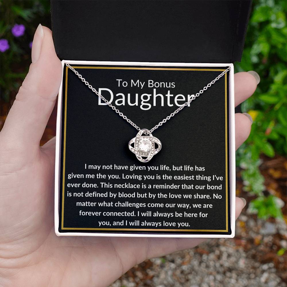 Bonus Daughter - Forever Connected 14K White Gold Finish / Standard Box Jewelry Giftinum