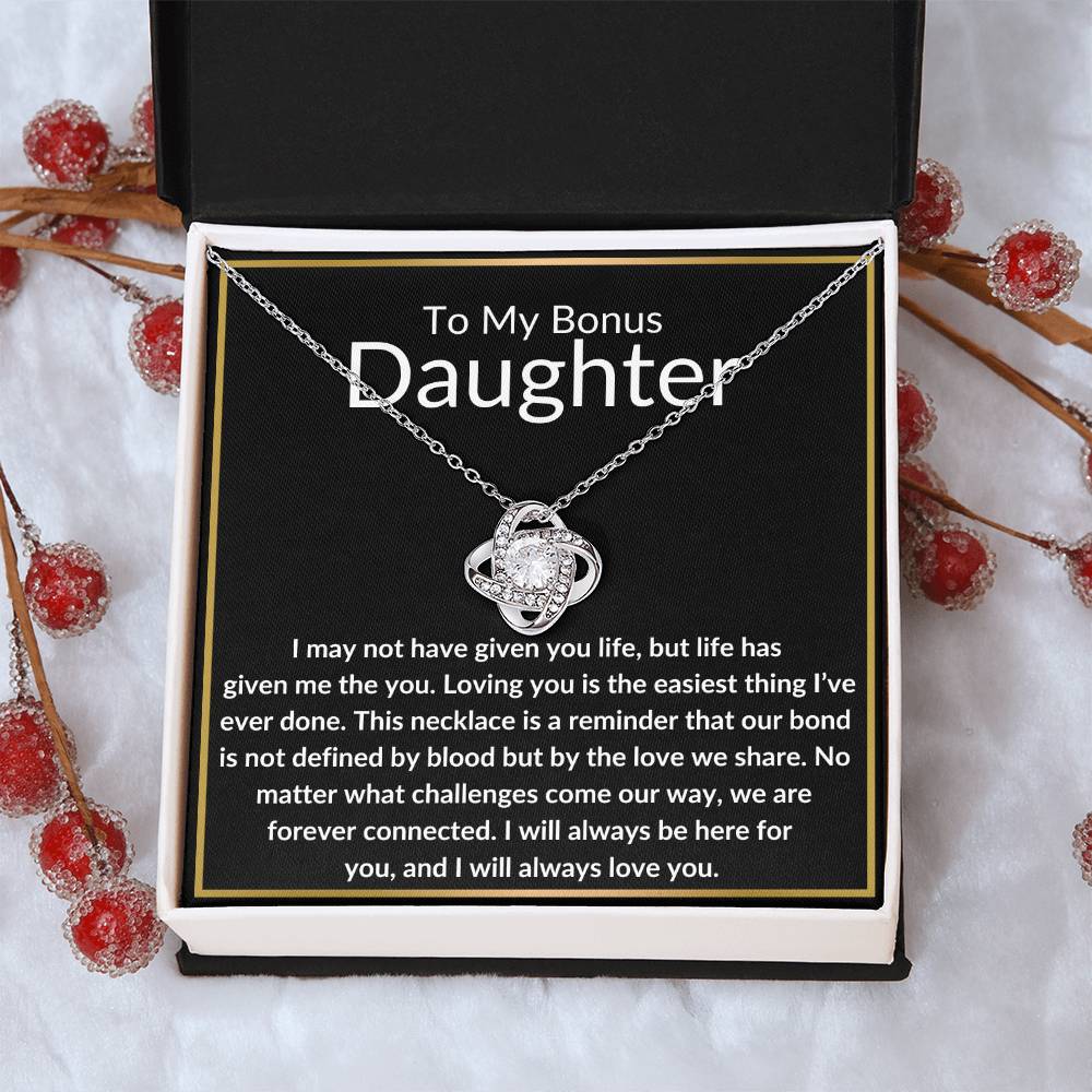 Bonus Daughter - Forever Connected 14K White Gold Finish / Standard Box Jewelry Giftinum
