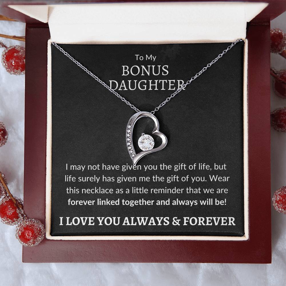 Bonus Daughter Forever Love Necklace | Gift of You 14k White Gold Finish / Standard Box Jewelry Giftinum
