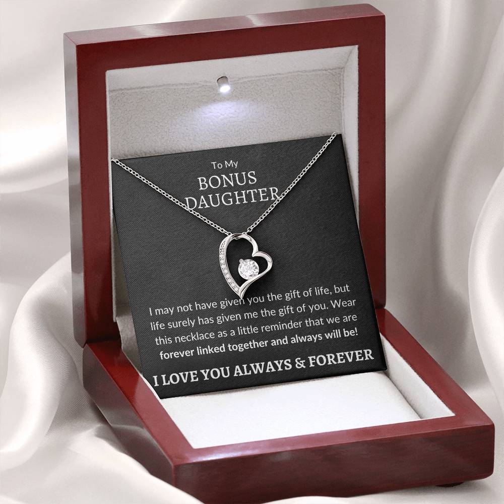 Bonus Daughter Forever Love Necklace | Gift of You 14k White Gold Finish / Luxury Box Jewelry Giftinum