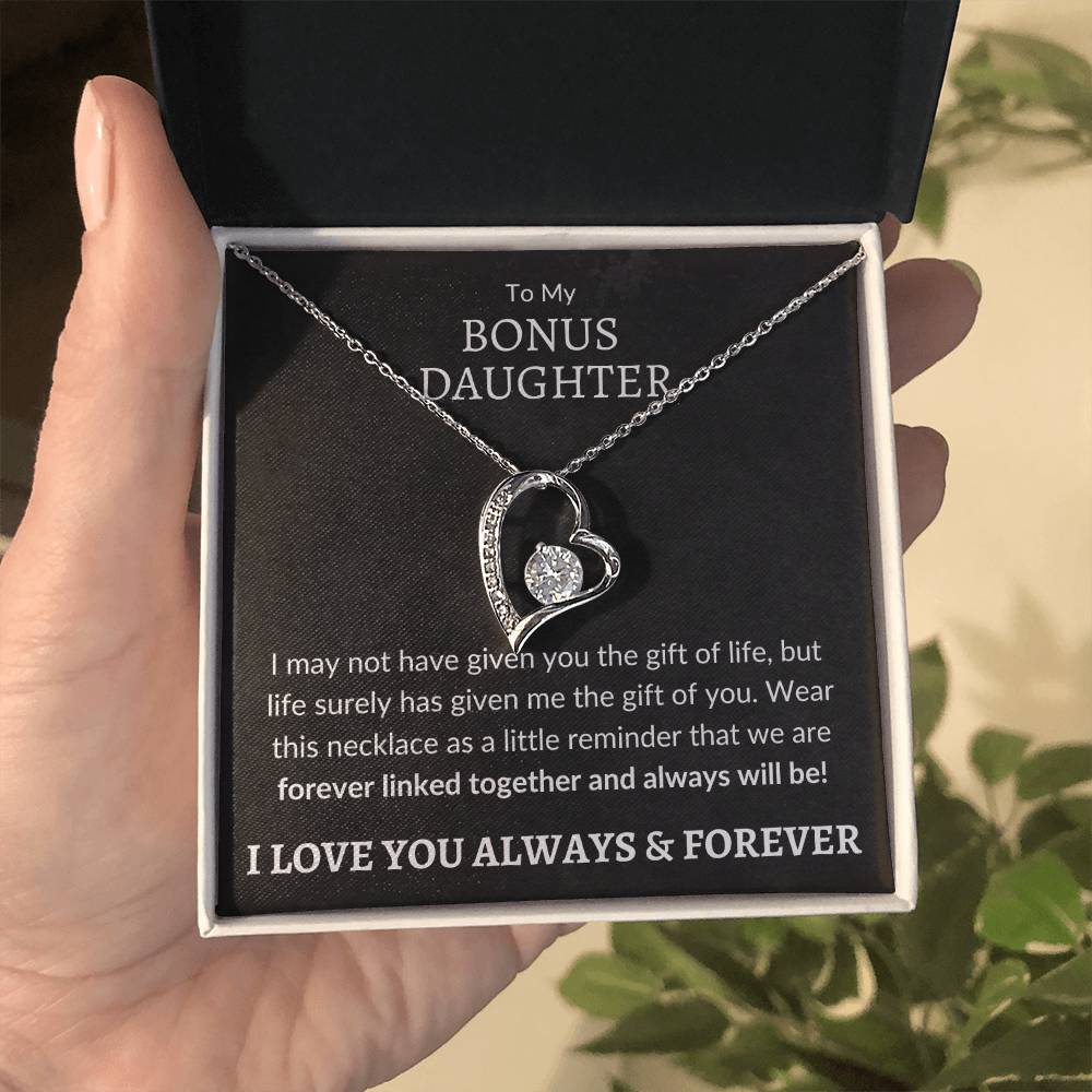 Bonus Daughter Forever Love Necklace | Gift of You 14k White Gold Finish / Standard Box Jewelry Giftinum