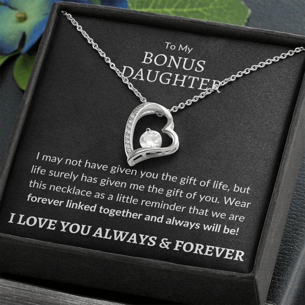 Bonus Daughter Forever Love Necklace | Gift of You 14k White Gold Finish / Standard Box Jewelry Giftinum