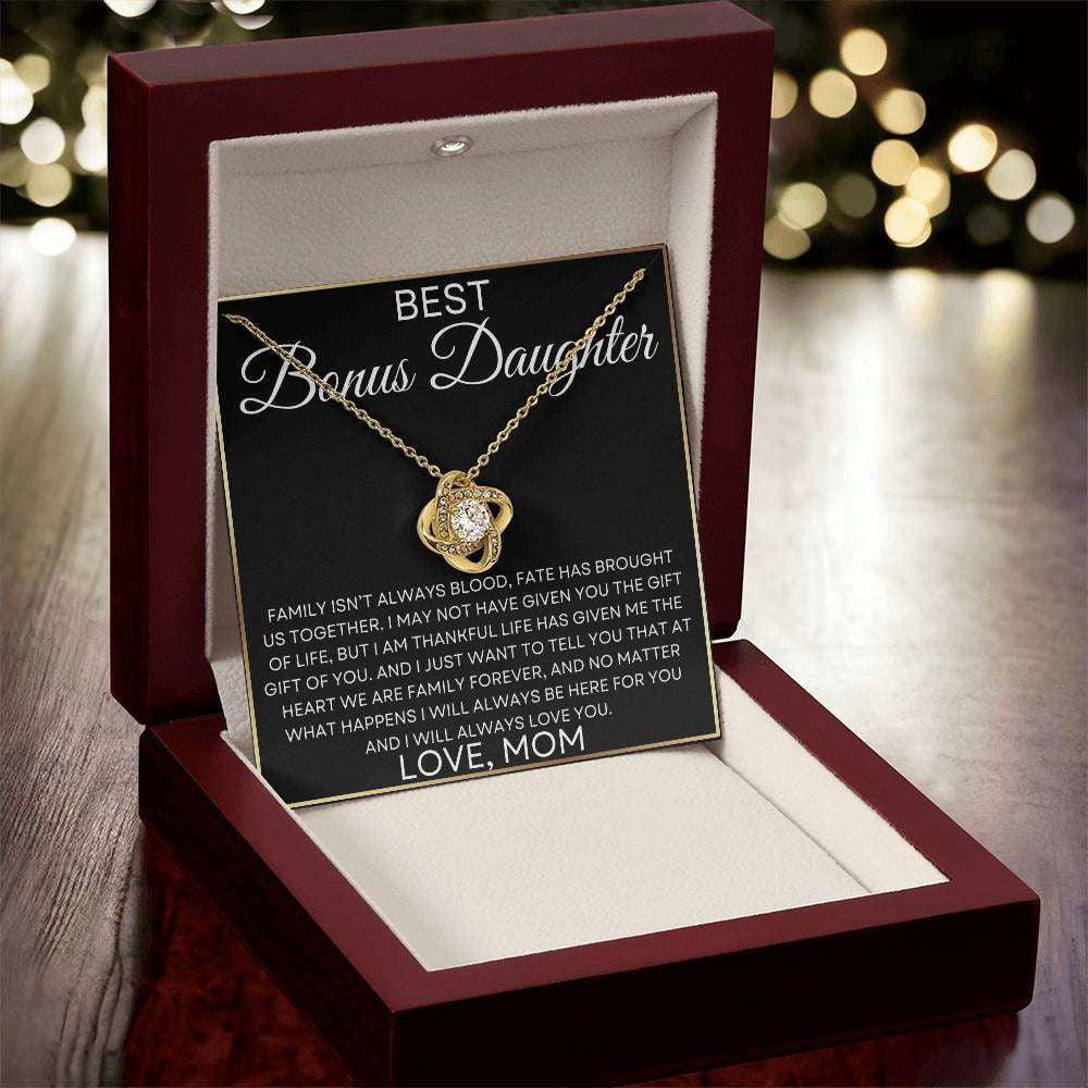 Bonus Daughter Love Mom - Family isn't about blood 14K White Gold Finish / Standard Box Jewelry Giftinum