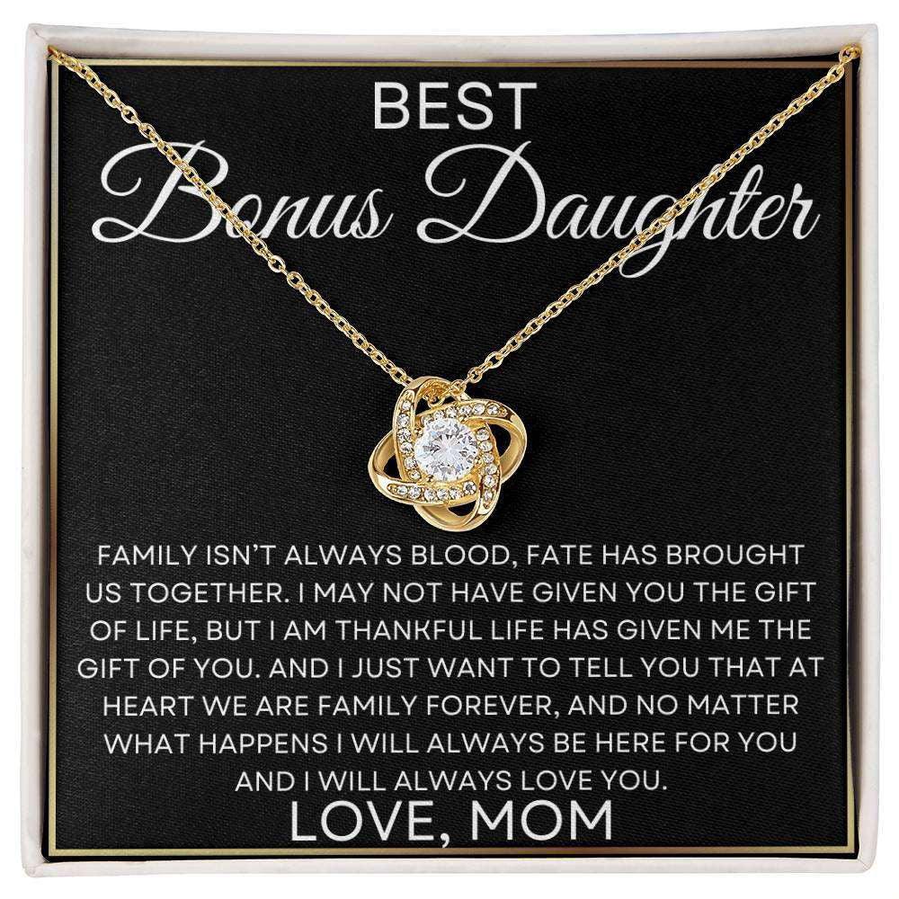 Bonus Daughter Love Mom - Family isn't about blood 18K Yellow Gold Finish / Standard Box Jewelry Giftinum