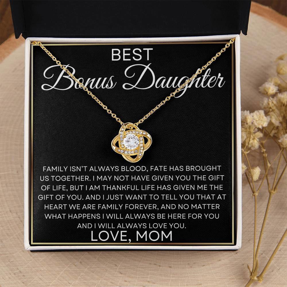 Bonus Daughter Love Mom - Family isn't about blood 14K White Gold Finish / Standard Box Jewelry Giftinum