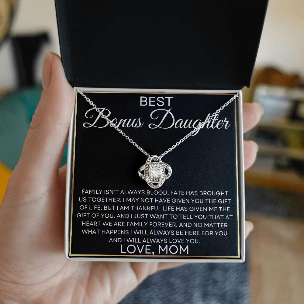 Bonus Daughter Love Mom - Family isn't about blood 14K White Gold Finish / Standard Box Jewelry Giftinum