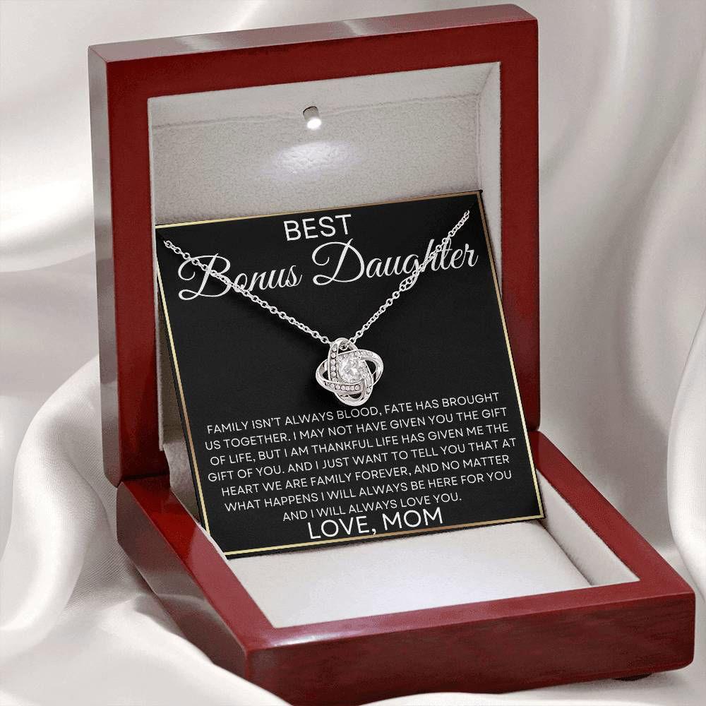 Bonus Daughter Love Mom - Family isn't about blood 14K White Gold Finish / Standard Box Jewelry Giftinum