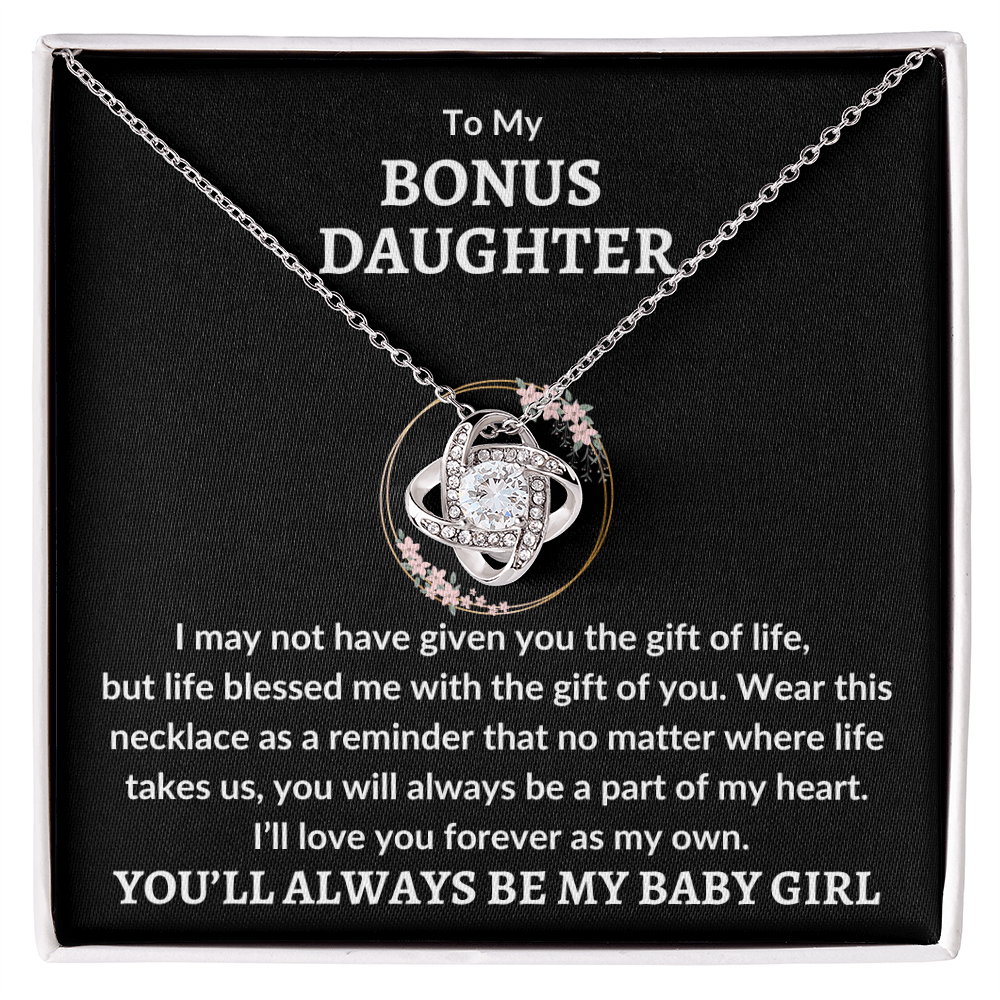 Bonus Daughter Necklace - Baby Girl 14K White Gold Finish / Standard Box Jewelry Giftinum