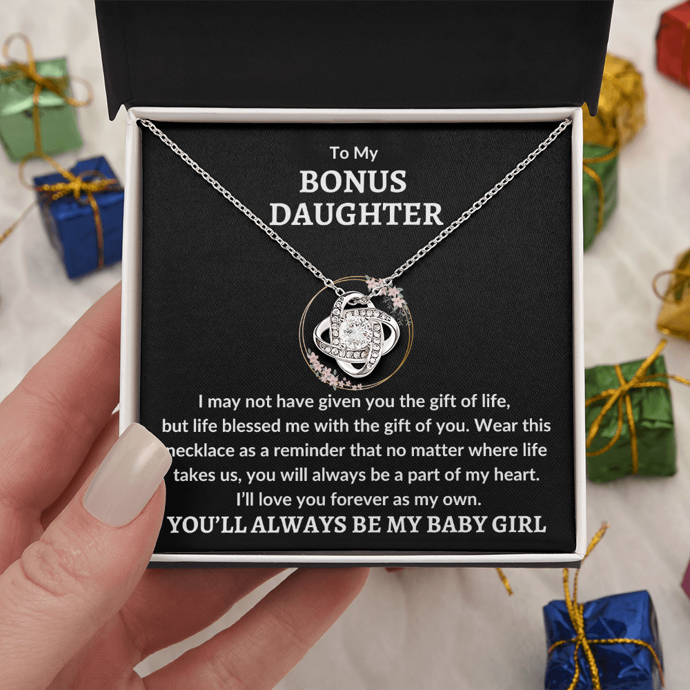 Bonus Daughter Necklace - Baby Girl 14K White Gold Finish / Standard Box Jewelry Giftinum