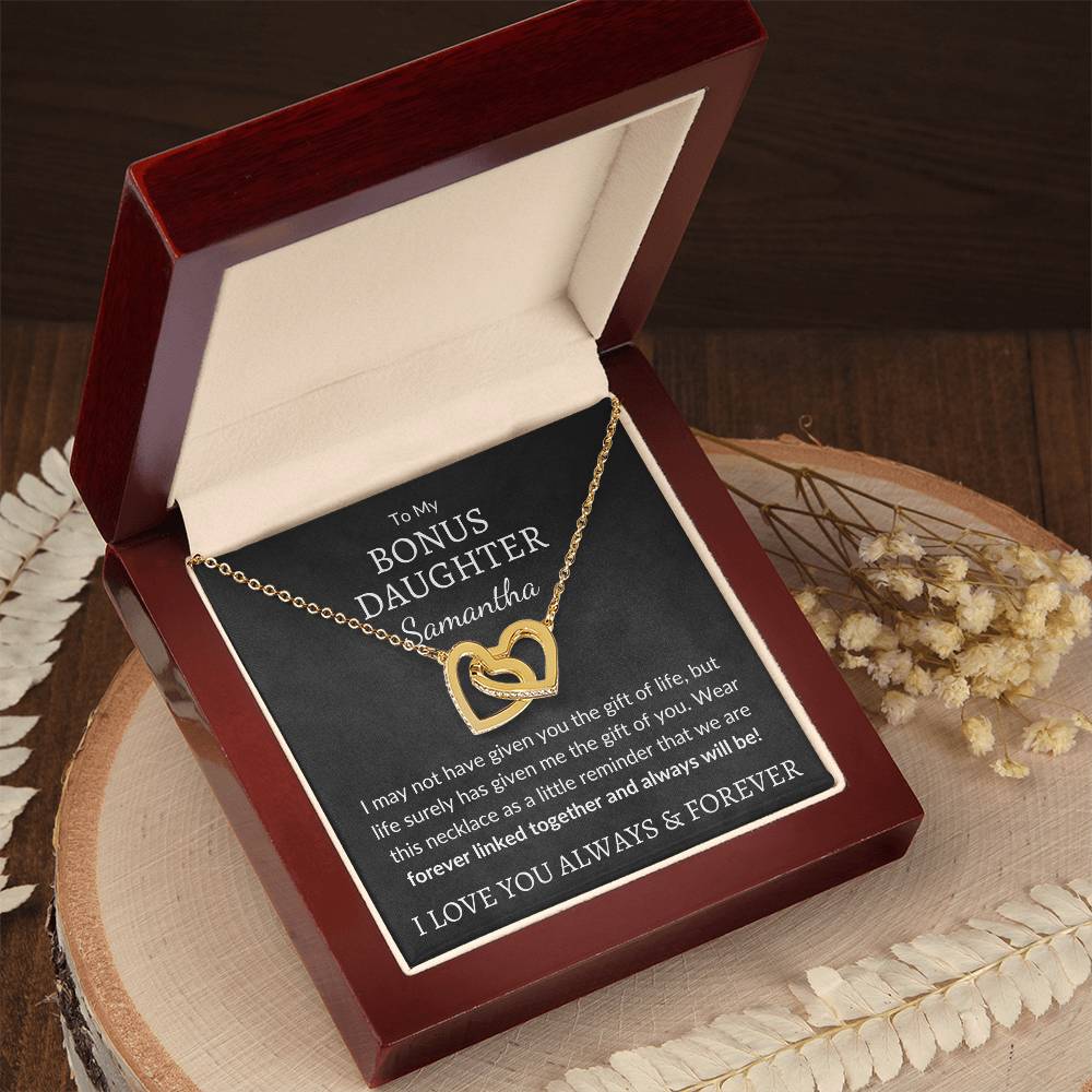 Bonus Daughter Necklace - Custom Name Gift of You 14k White Gold Finish / Standard Box Jewelry Giftinum