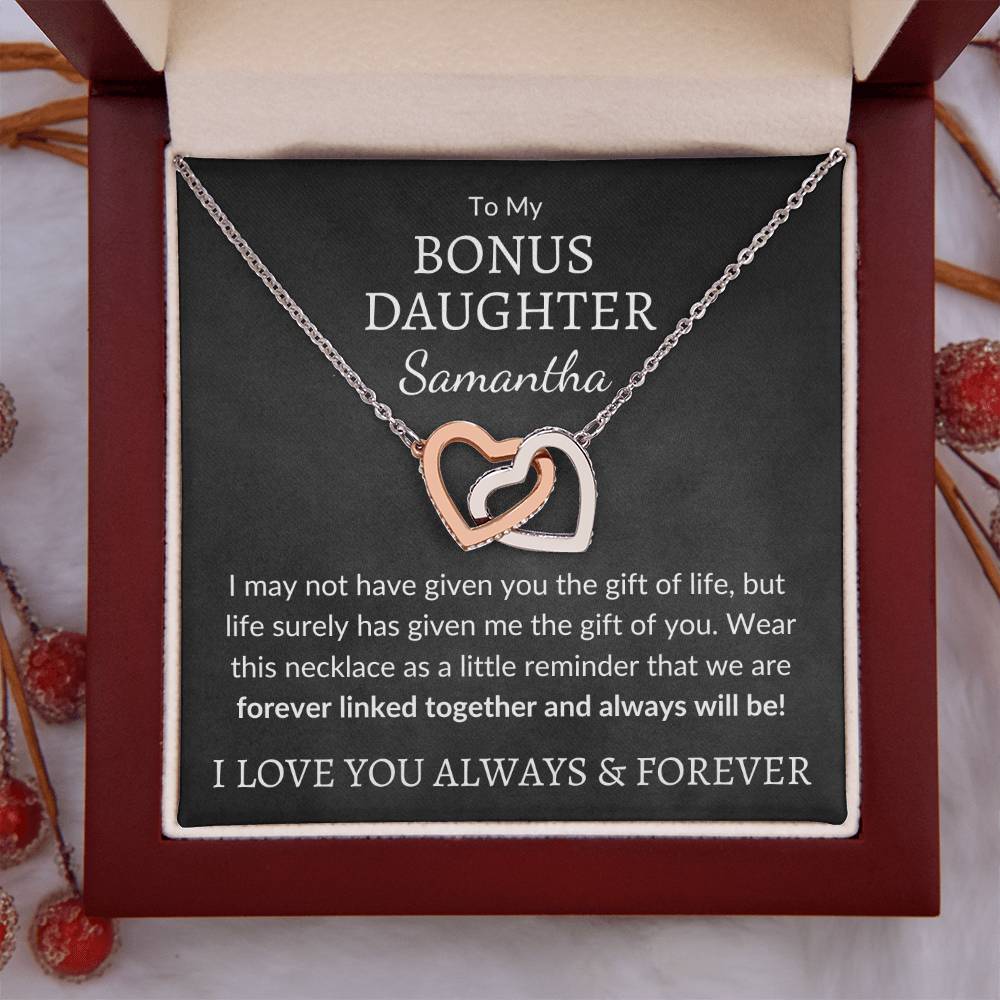 Bonus Daughter Necklace - Custom Name Gift of You 14k White Gold Finish / Standard Box Jewelry Giftinum