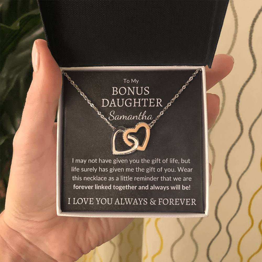 Bonus Daughter Necklace - Custom Name Gift of You 14k White Gold Finish / Standard Box Jewelry Giftinum