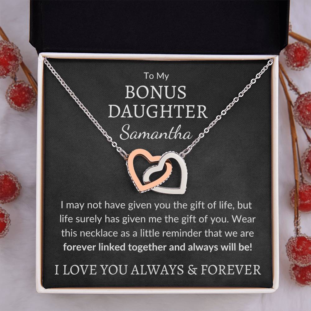 Bonus Daughter Necklace - Custom Name Gift of You 14k White Gold Finish / Standard Box Jewelry Giftinum