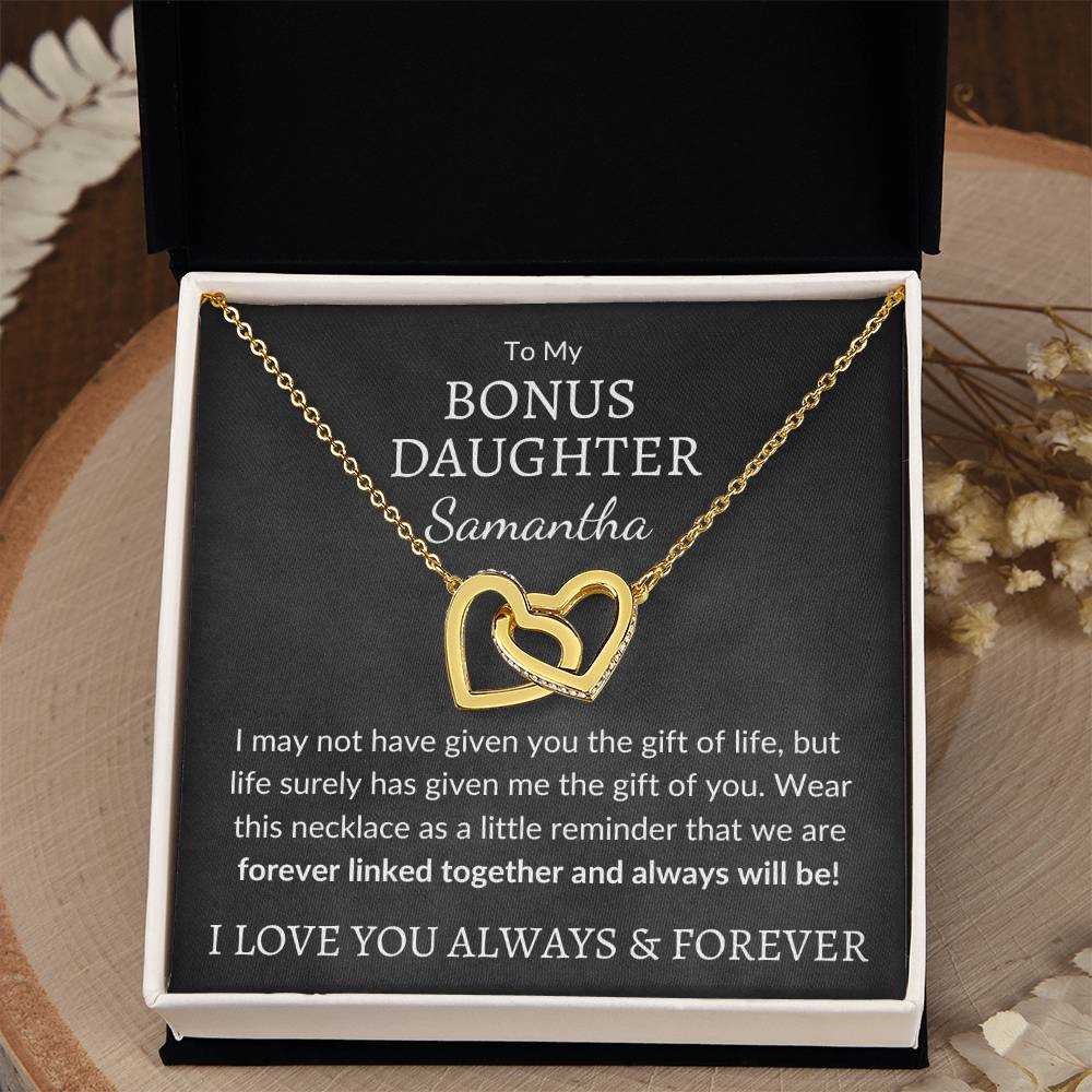 Bonus Daughter Necklace - Custom Name Gift of You 14k White Gold Finish / Standard Box Jewelry Giftinum
