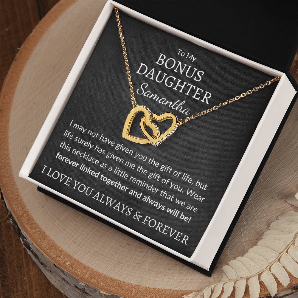 Bonus Daughter Necklace - Custom Name Gift of You 14k White Gold Finish / Standard Box Jewelry Giftinum
