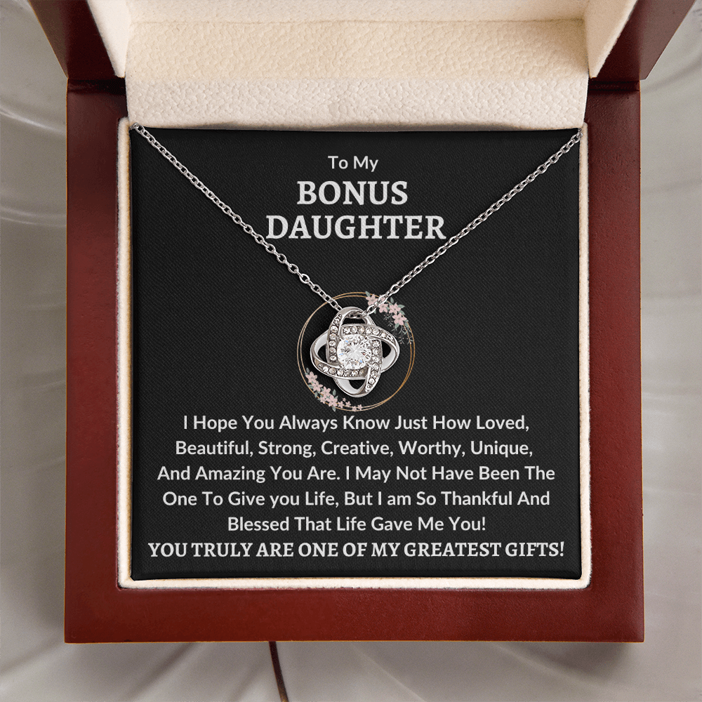 Bonus Daughter Necklace - Greatest Gifts 14K White Gold Finish / Standard Box Jewelry Giftinum