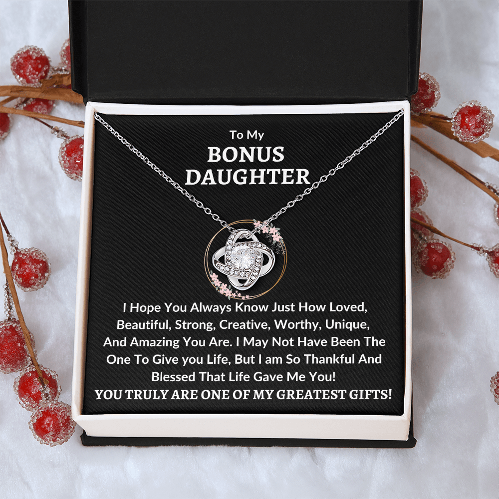 Bonus Daughter Necklace - Greatest Gifts 14K White Gold Finish / Standard Box Jewelry Giftinum