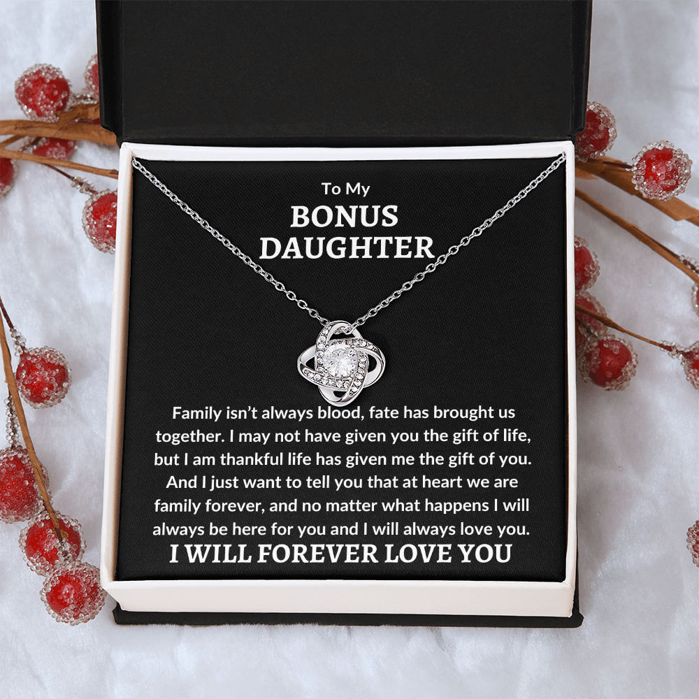 Bonus Daughter Necklace - We are famiy forever 14K White Gold Finish / Standard Box Jewelry Giftinum