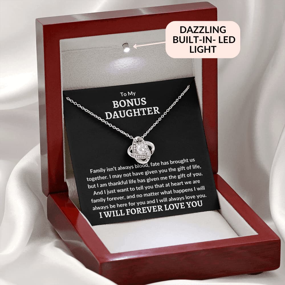 Bonus Daughter Necklace - We are famiy forever 14K White Gold Finish / Standard Box Jewelry Giftinum