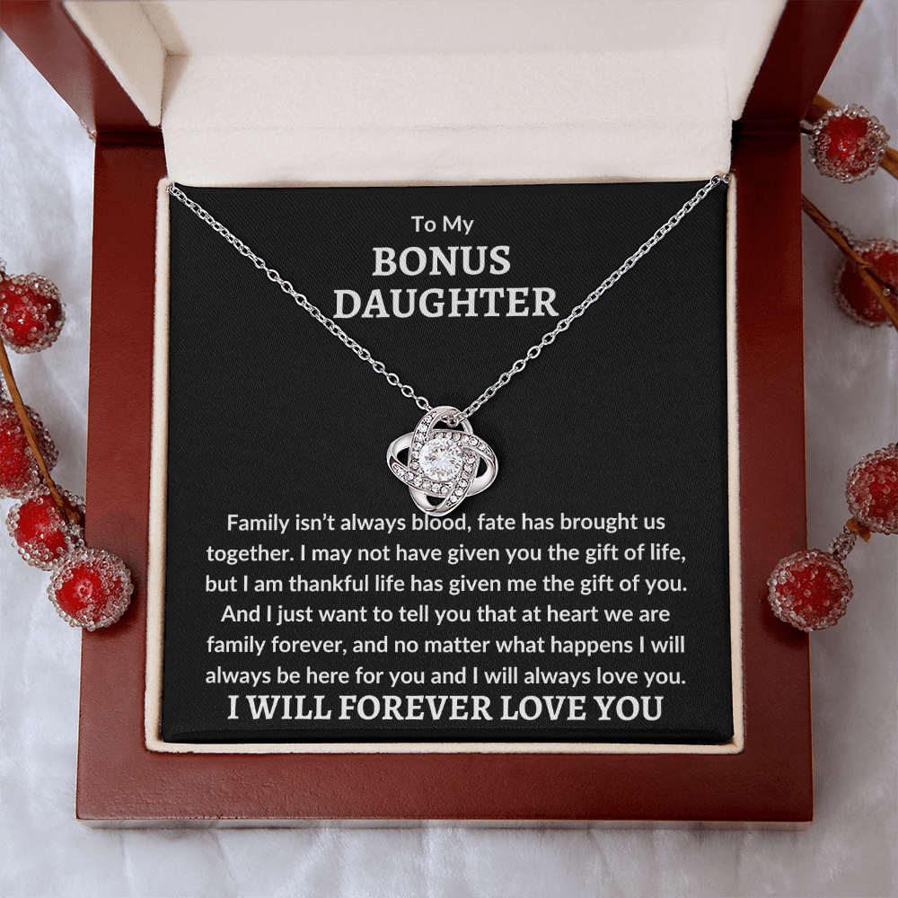 Bonus Daughter Necklace - We are famiy forever 14K White Gold Finish / Standard Box Jewelry Giftinum
