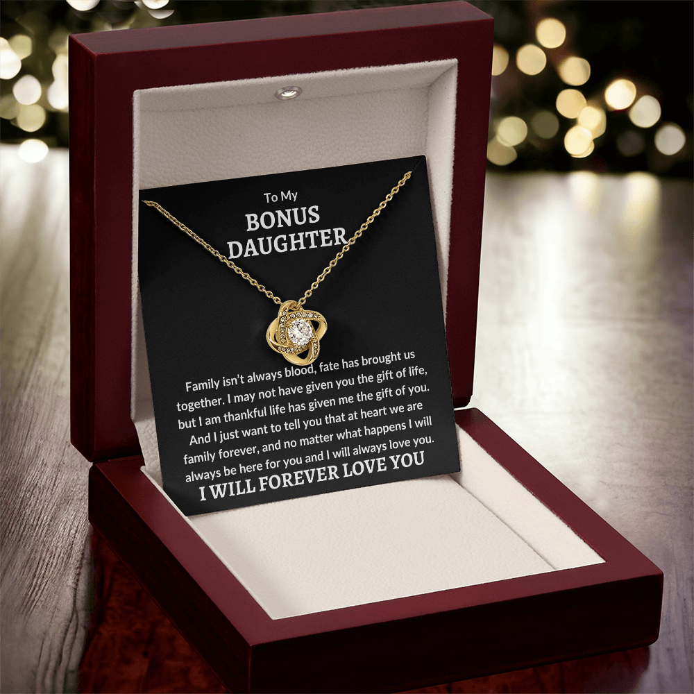 Bonus Daughter Necklace - We are famiy forever 18K Yellow Gold Finish / Luxury Box Jewelry Giftinum