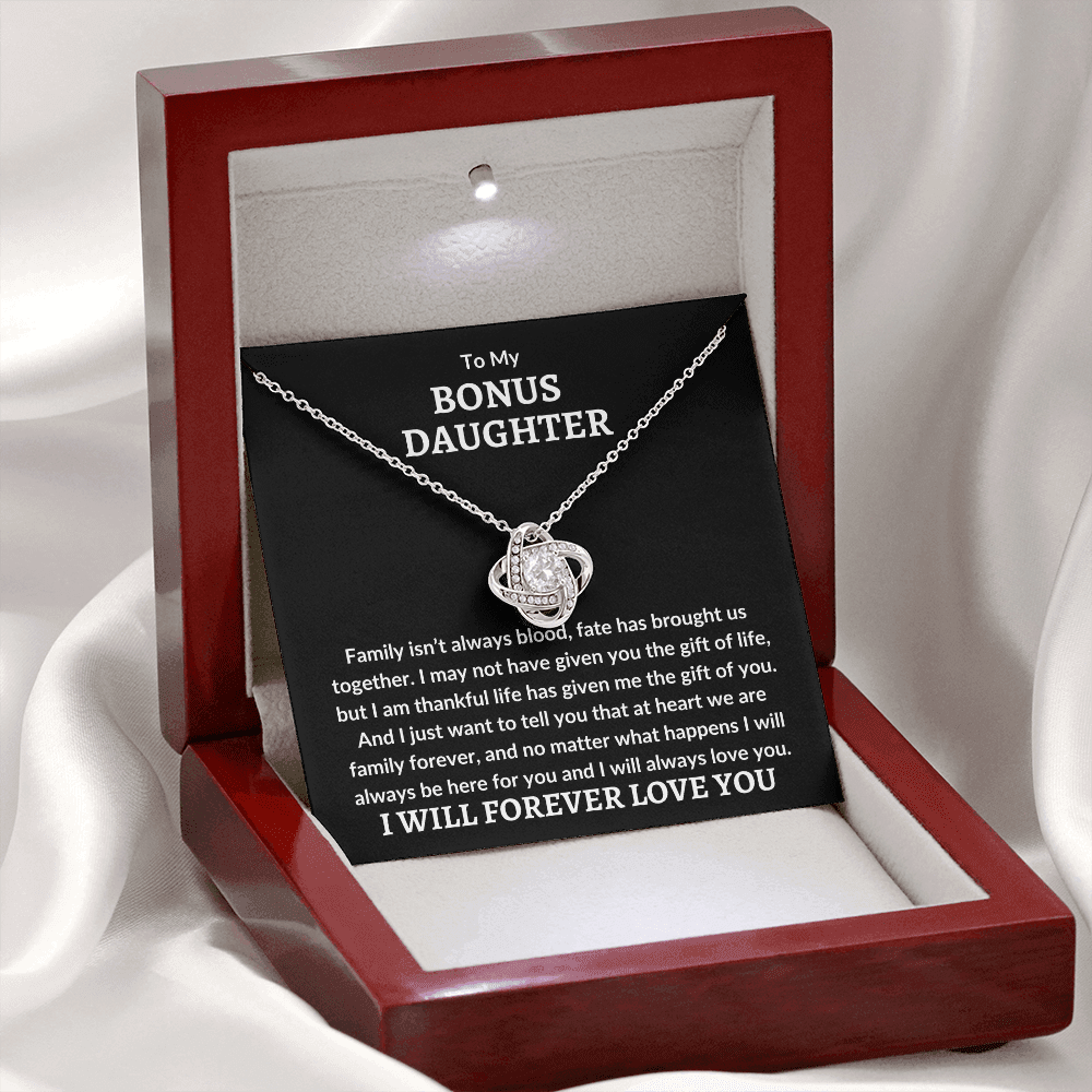 Bonus Daughter Necklace - We are famiy forever 14K White Gold Finish / Standard Box Jewelry Giftinum