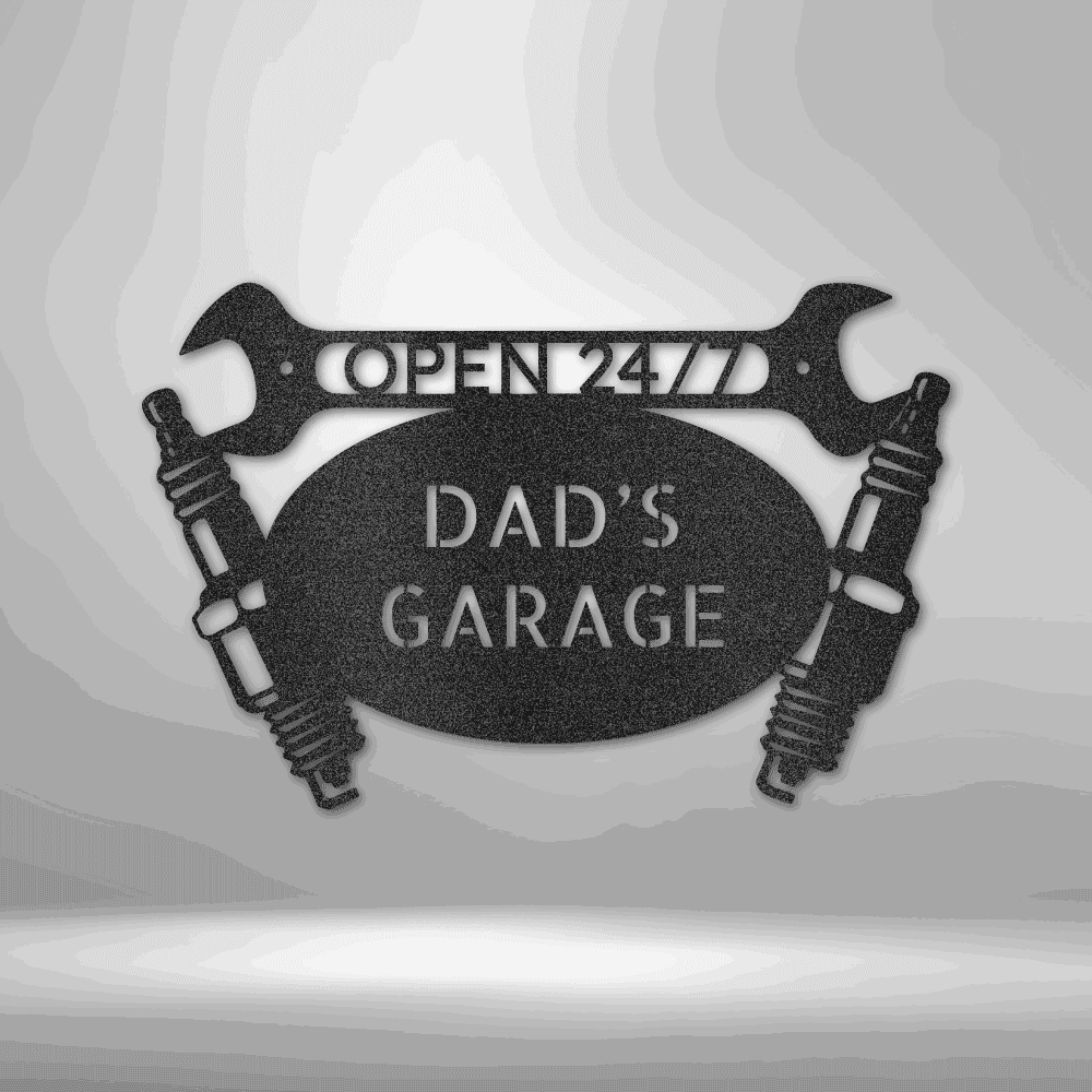 Car Garage Monogram - Steel Sign Black / 12" Steel Sign Giftinum