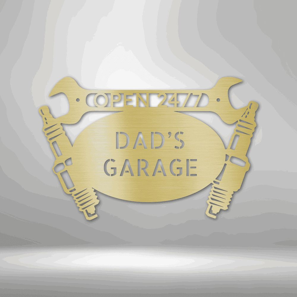 Car Garage Monogram - Steel Sign Gold / 12" Steel Sign Giftinum