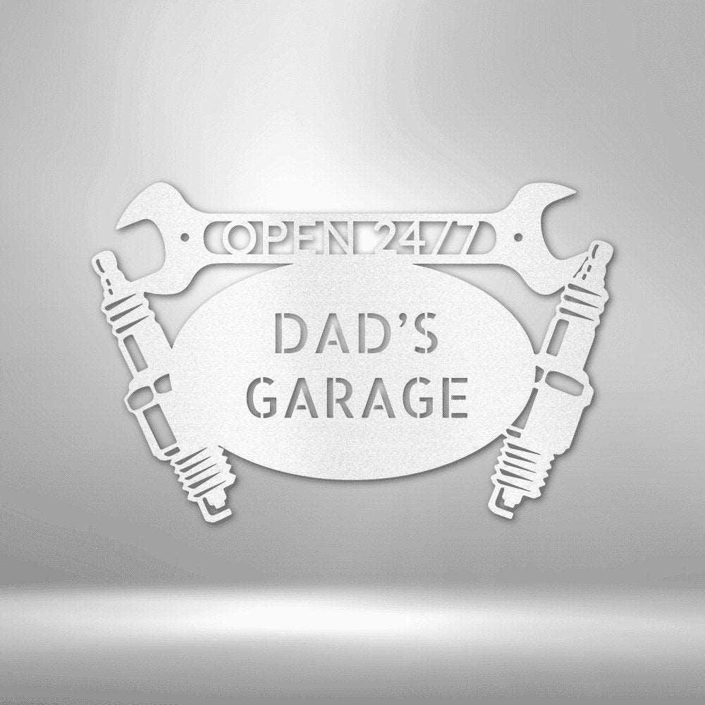Car Garage Monogram - Steel Sign White / 12" Steel Sign Giftinum