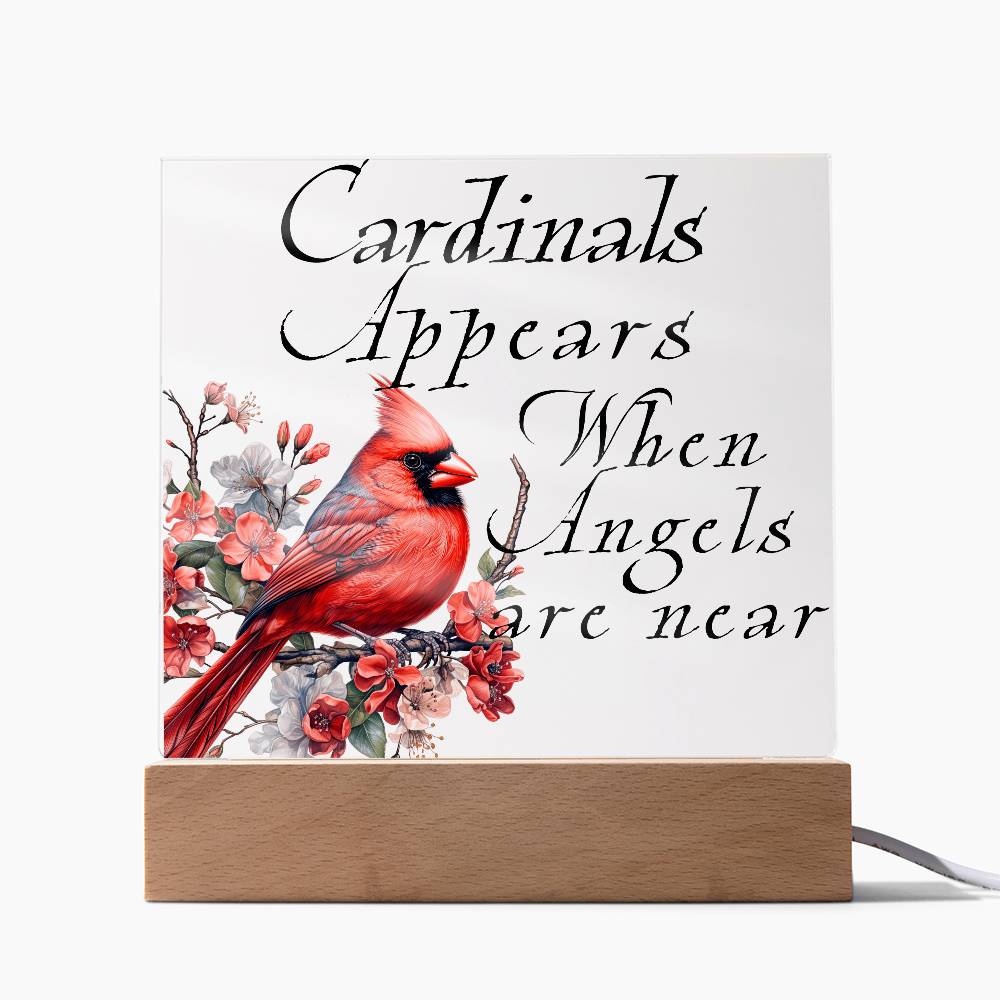 Cardinal Appears Acrylic Plaque LED Corded Base Jewelry Giftinum