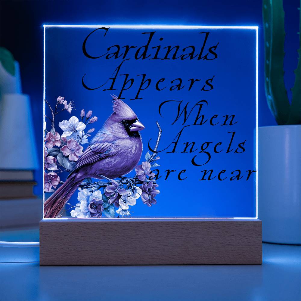 Cardinal Appears Acrylic Plaque LED Corded Base Jewelry Giftinum