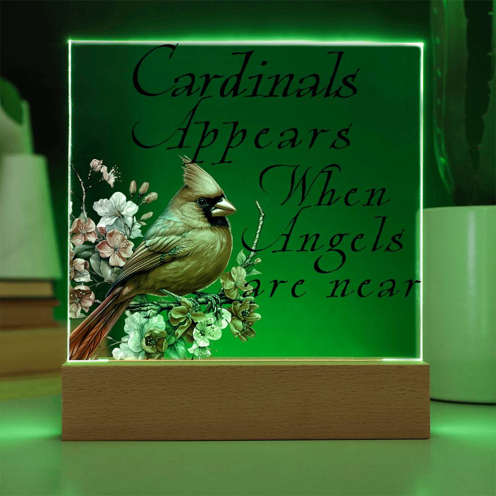 Cardinal Appears Acrylic Plaque Battery Powered LED Base Jewelry Giftinum