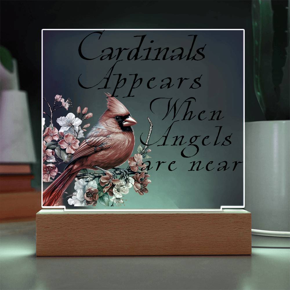 Cardinals Appears when Angels are near Acrylic Plaque LED Corded Base Jewelry Giftinum