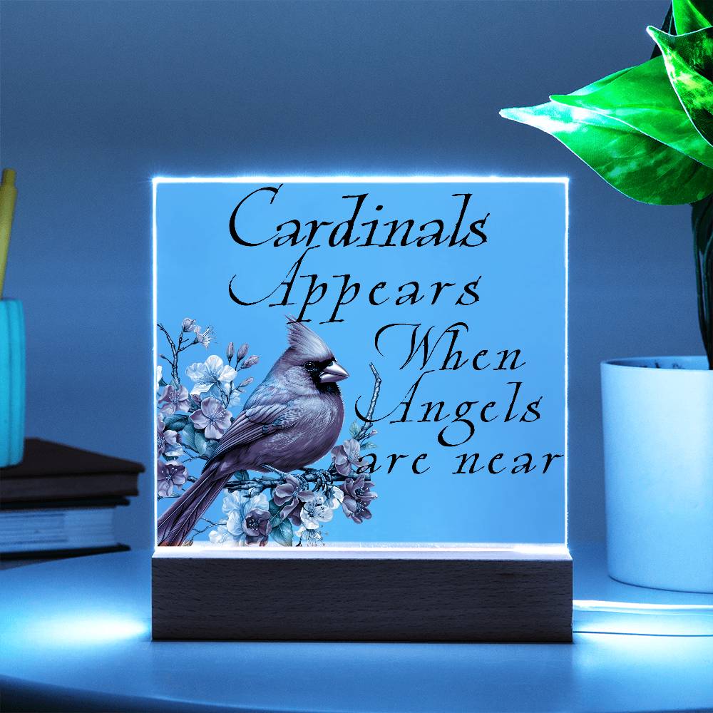 Cardinals Appears when Angels are near Acrylic Plaque LED Corded Base Jewelry Giftinum