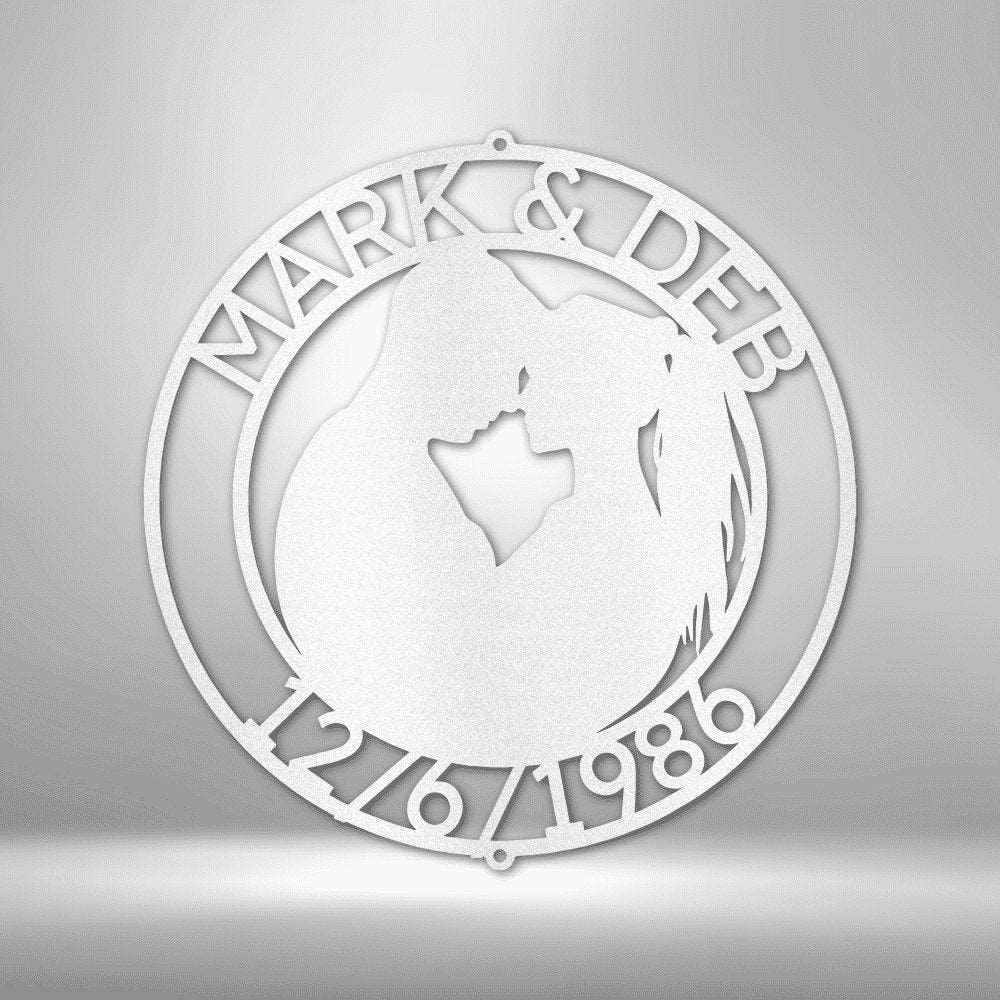 Couple Silhouette Monogram - Steel Sign White / 12" Custom Giftinum