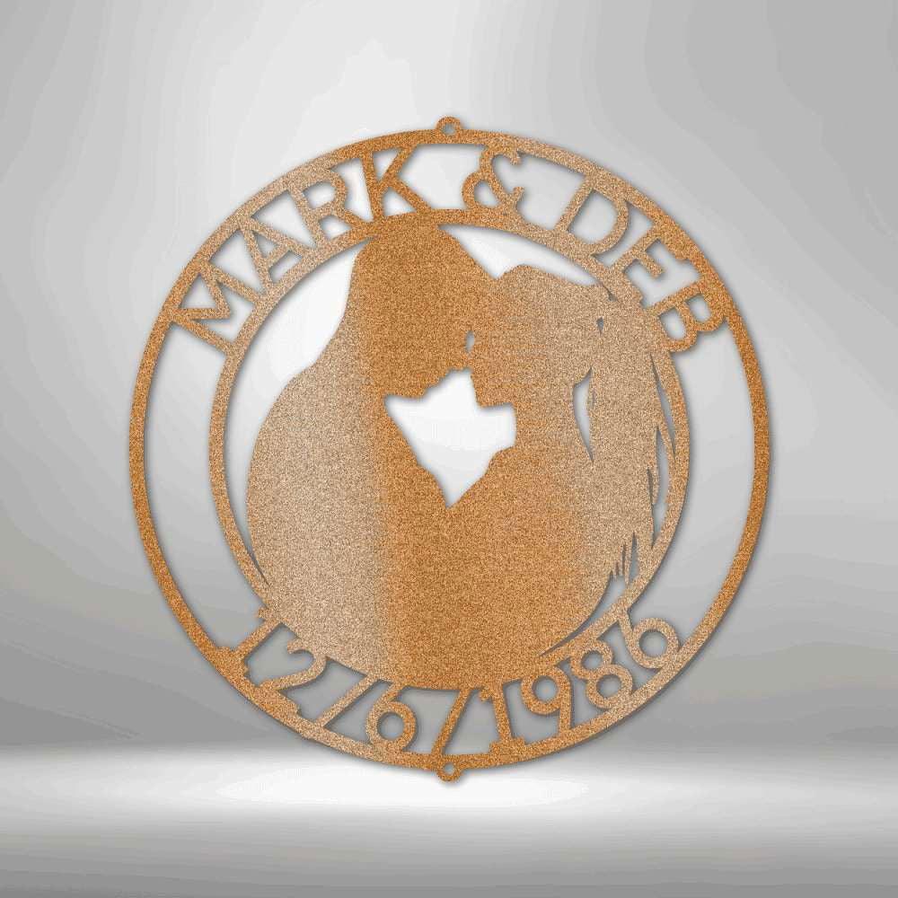 Couple Silhouette Monogram - Steel Sign Copper / 12" Custom Giftinum