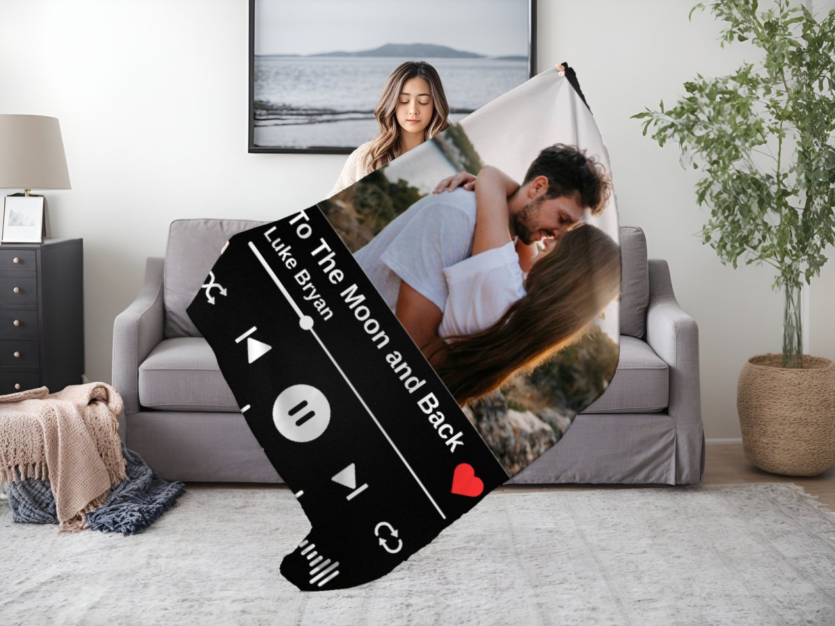 Custom Photo and Song Blanket Fleece / 30x40 Blankets Giftinum