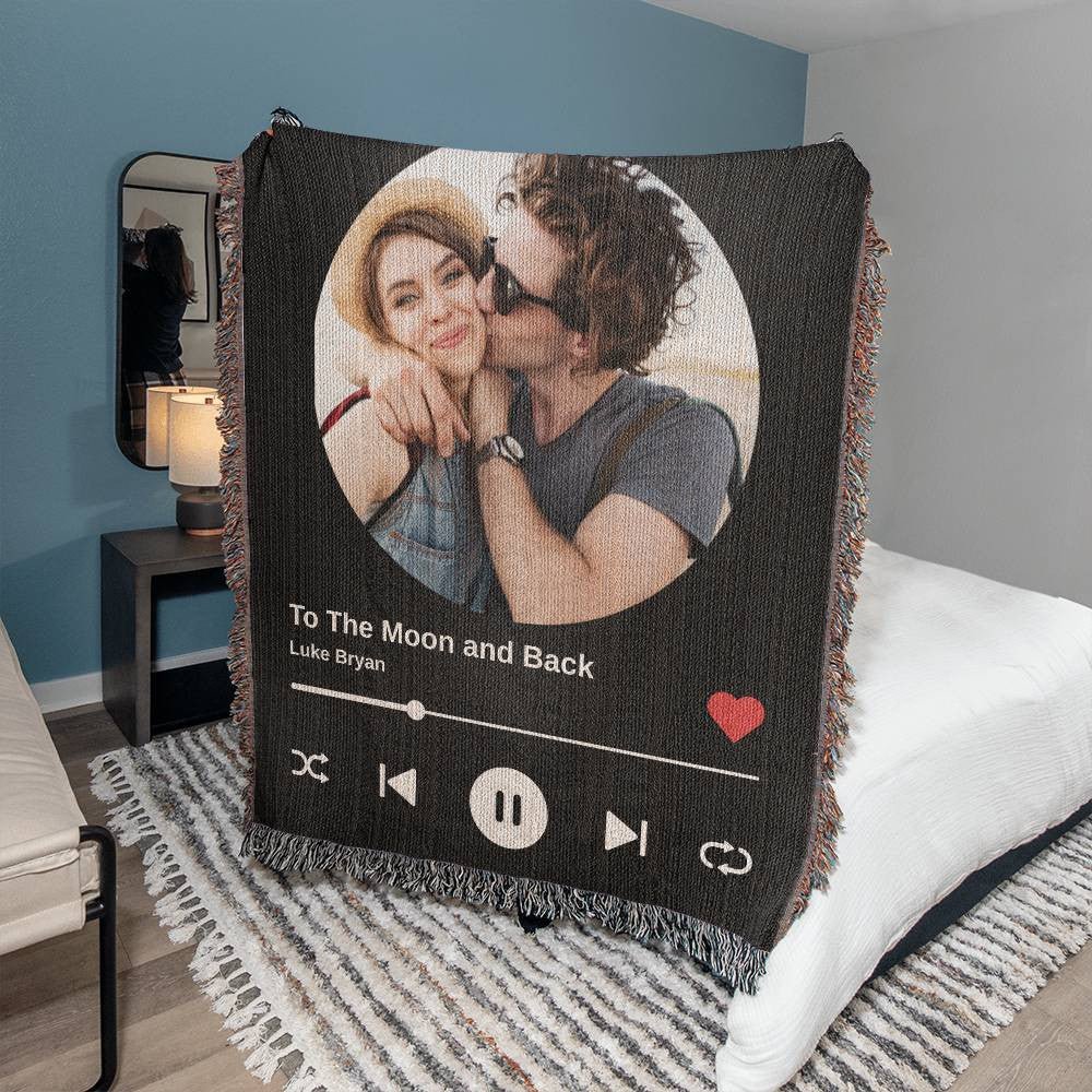 Custom Photo Upload and Favorite Song Woven Blanket Default Title Blankets Giftinum