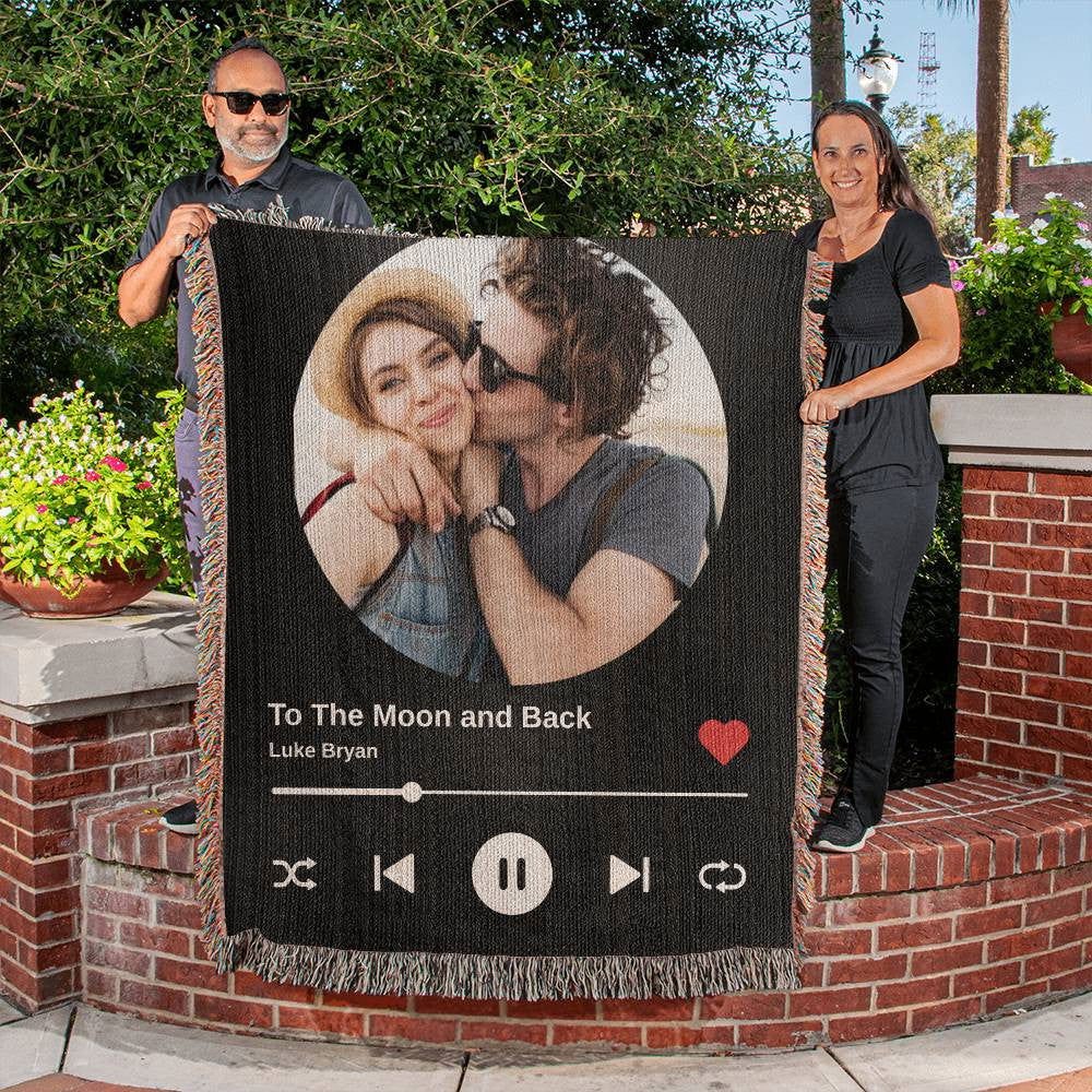 Custom Photo Upload and Favorite Song Woven Blanket Default Title Blankets Giftinum