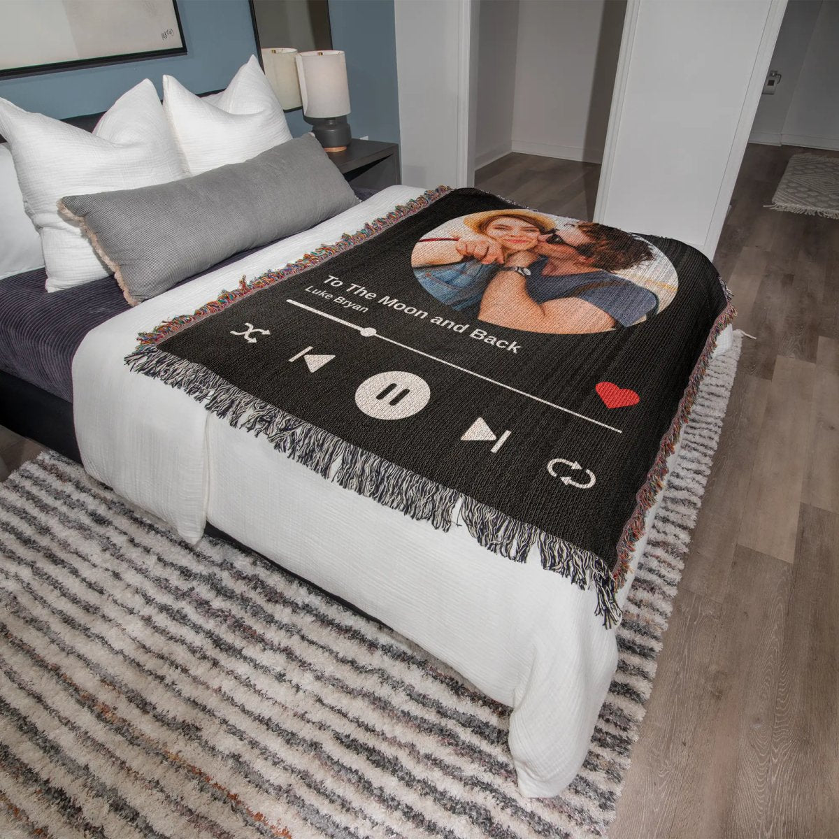 Custom Photo Upload and Favorite Song Woven Blanket Default Title Blankets Giftinum