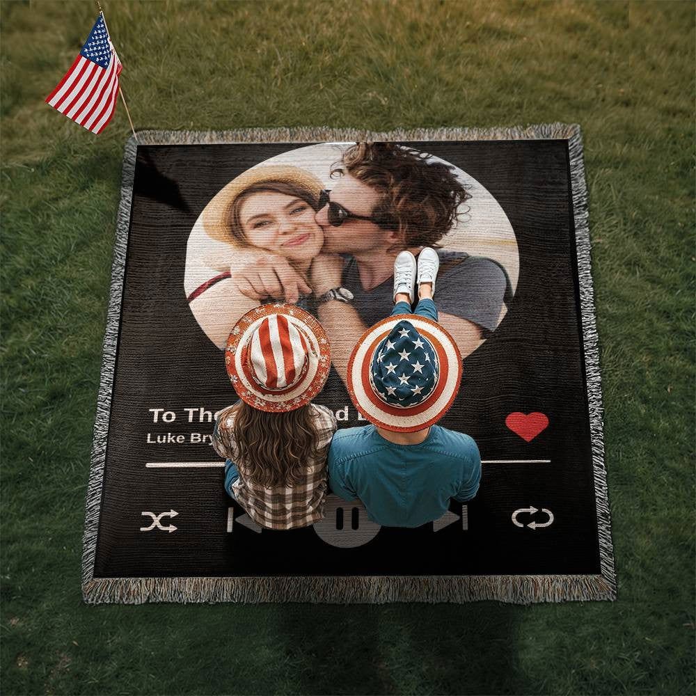 Custom Song Photo Upload Blanket Woven Blanket / 50" x 60" Blankets Giftinum
