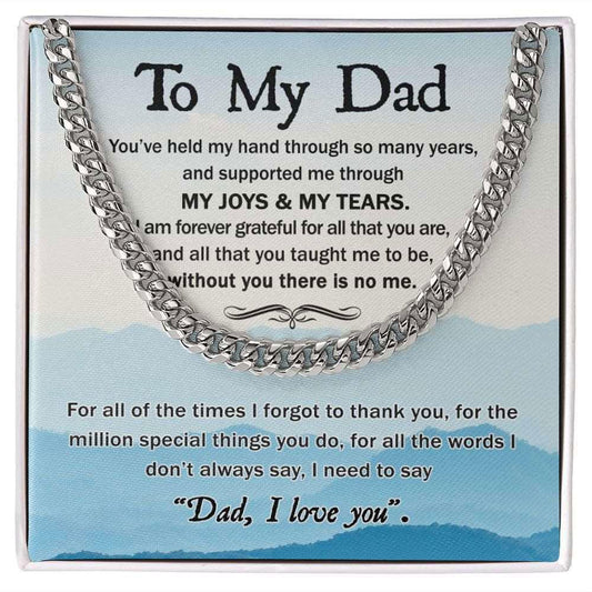 Dad - Held My Hand Cuban Link Chain Stainless Steel / Two-Toned Box Jewelry Giftinum
