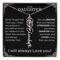 Daughter Birth Flower Name Necklace - Never forget Polished Stainless Steel / Standard Box / August Jewelry Giftinum
