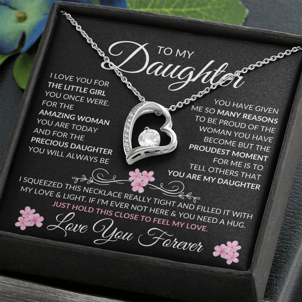 Daughter Forever Love Necklace | Amazing Woman 14k White Gold Finish / Standard Box Jewelry Giftinum