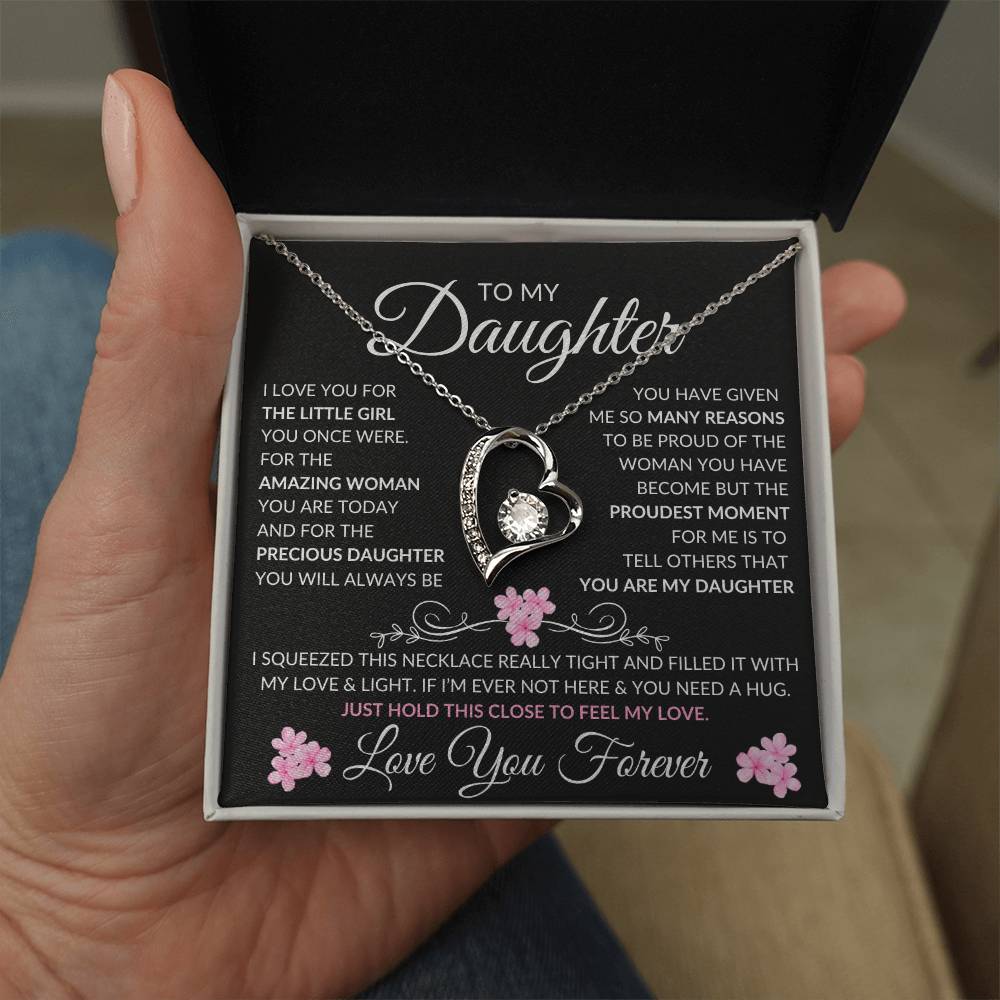 Daughter Forever Love Necklace | Amazing Woman 14k White Gold Finish / Standard Box Jewelry Giftinum