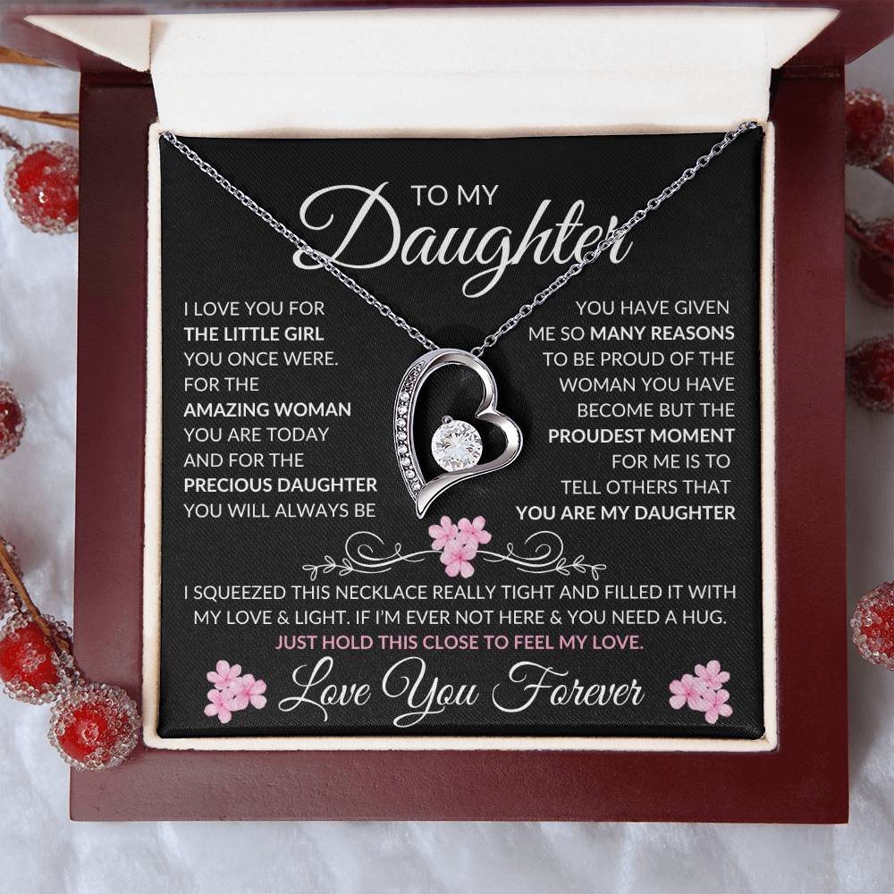 Daughter Forever Love Necklace | Amazing Woman 14k White Gold Finish / Standard Box Jewelry Giftinum
