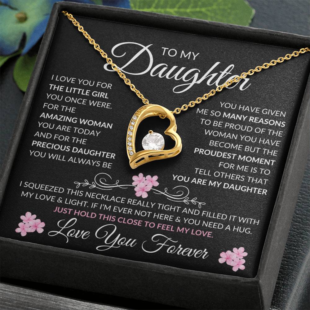 Daughter Forever Love Necklace | Amazing Woman 14k White Gold Finish / Standard Box Jewelry Giftinum