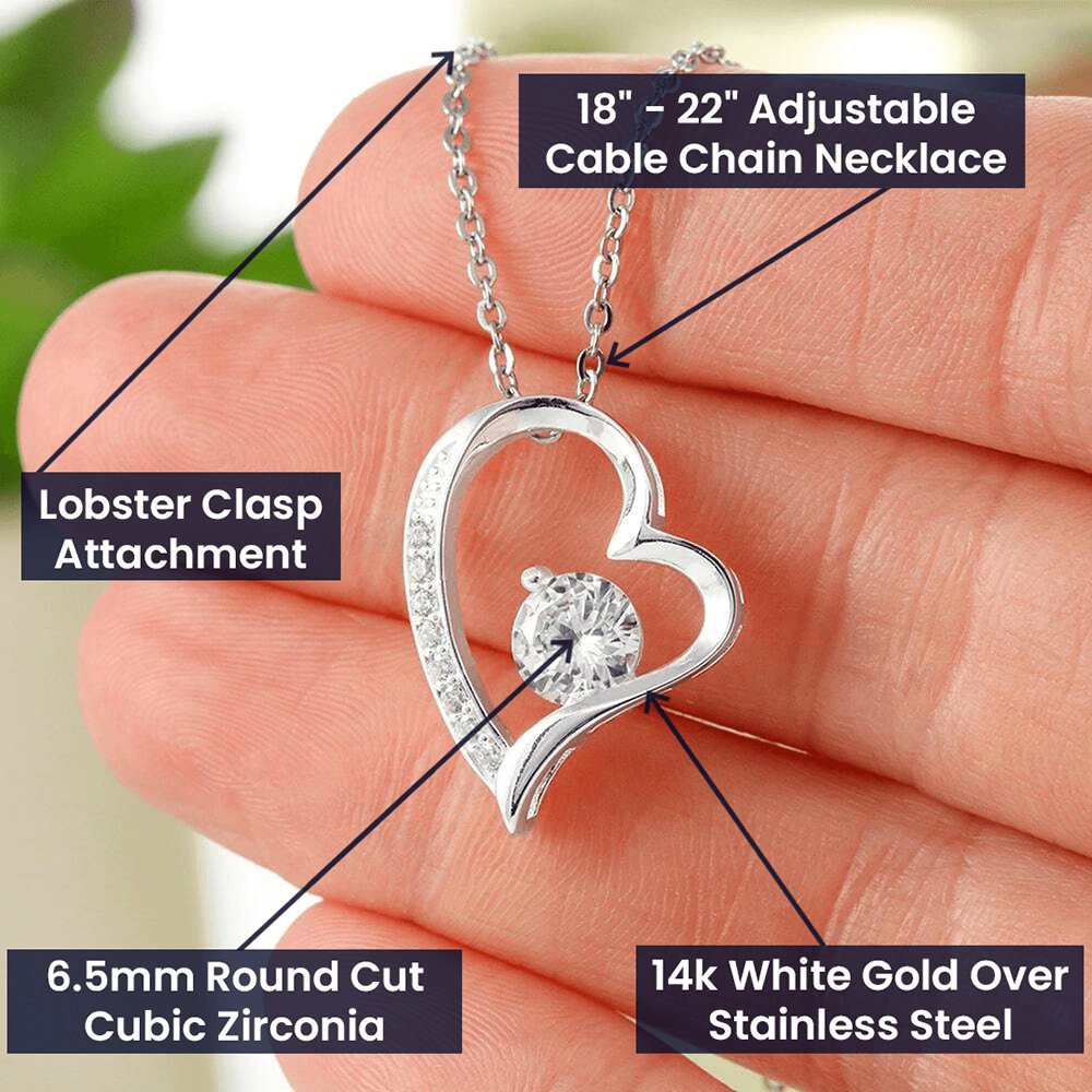 Daughter Forever Love Necklace | Amazing Woman 14k White Gold Finish / Standard Box Jewelry Giftinum