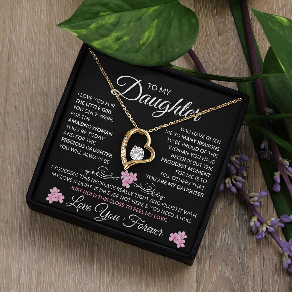 Daughter Forever Love Necklace | Amazing Woman 14k White Gold Finish / Standard Box Jewelry Giftinum