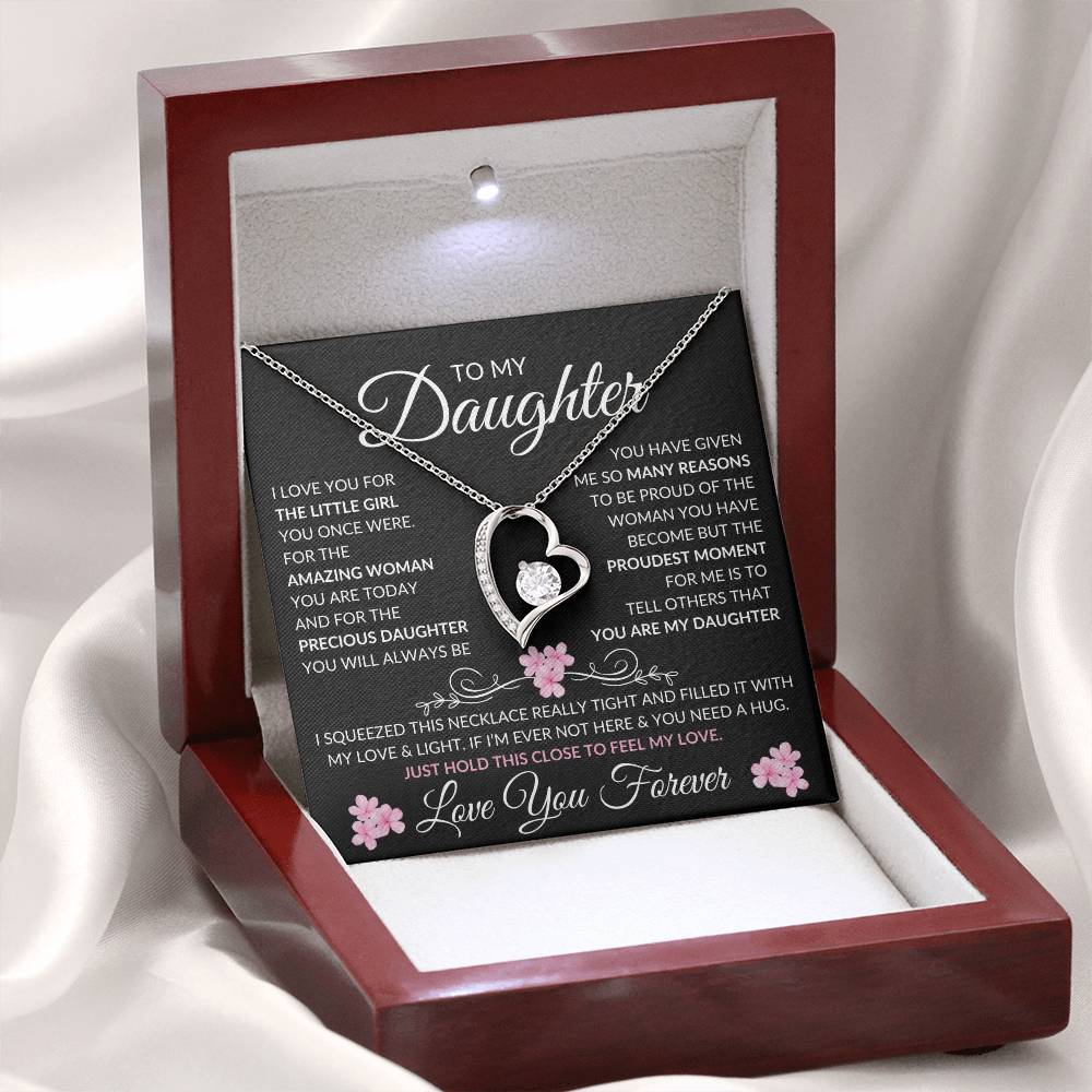 Daughter Forever Love Necklace | Amazing Woman 14k White Gold Finish / Luxury Box Jewelry Giftinum